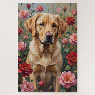 Puzzle Chien Labrador jaune jour de la Saint-Valentin cha