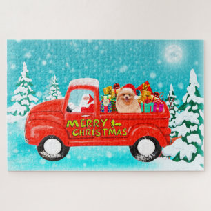 Puzzle Chien Poméranie Camion de Livraison de Noël Santa