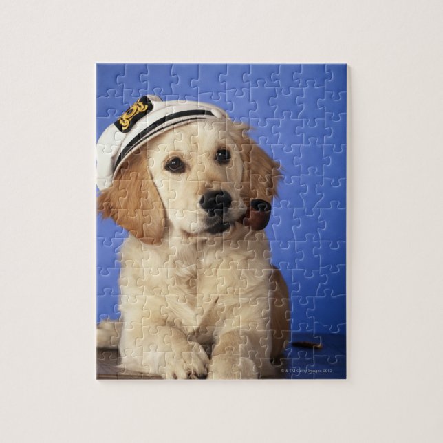 Puzzle Chien portant un casquette, tenant une pipe à fumé (Vertical)
