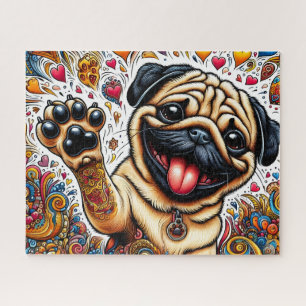 Puzzle Chien Pug Drôle et Heureux
