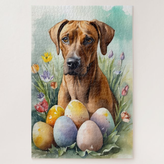 Puzzle Chien Rhodesian Ridgeback avec vacances de œufs de (Vertical)