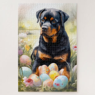 Puzzle Chien Rottweiler avec Vacances d'Œufs de Pâques 