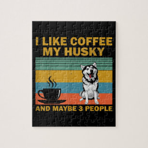 Puzzle Chien sibérien Husky   Coffee Love Devis Cadeau
