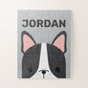 Puzzle Chien-taureau français mignon avec nom personnalis