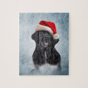 Puzzle Chien Terre-Neuve dans le casquette rouge du père