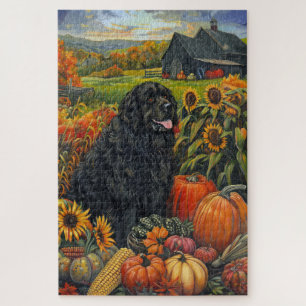 Puzzle Chien Terre-Neuve Récolte d'automne Action de grâc