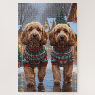 Puzzle Chiens Cockapoo Noël Neige Fêtes