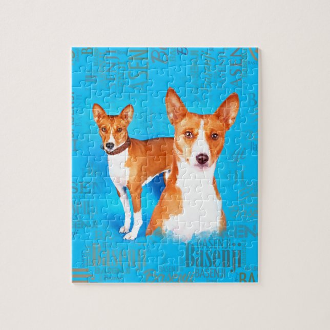 Puzzle Chiens de Basenji avec le motif de nuage de mot (Vertical)