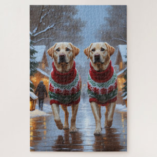 Puzzle Chiens de Labrador Noël Neige Fêtes