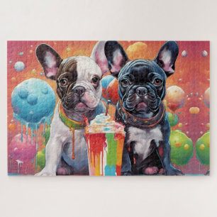Puzzle Chiens de taureau français, Milkshake