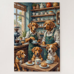 Puzzle Chiens drôles gérant une illustration de salon de 