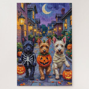 Puzzle Chiens Terrier Écossais en costumes d'Halloween