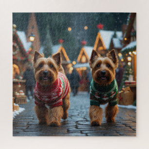 Puzzle Chiens Terrier Rouquin Noël Neige Fêtes 