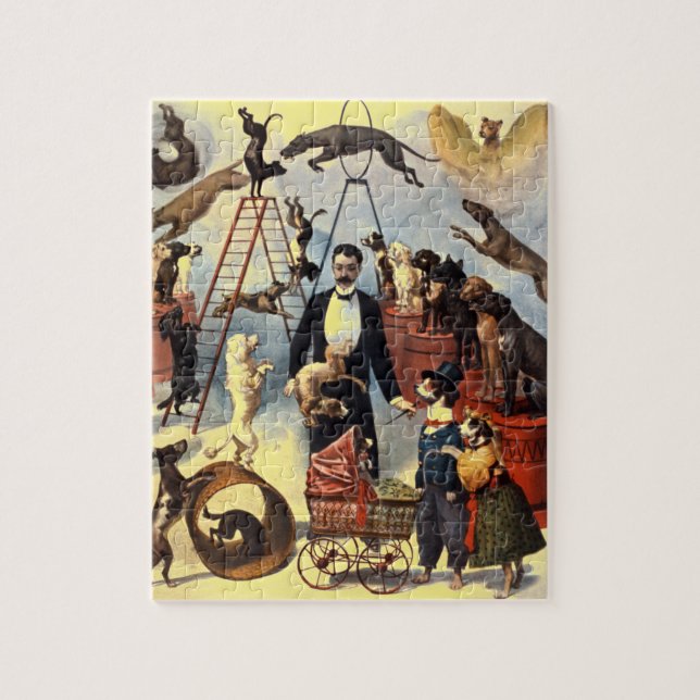 Puzzle Chiens vintages Cirque Illustration Art Antique (Vertical)