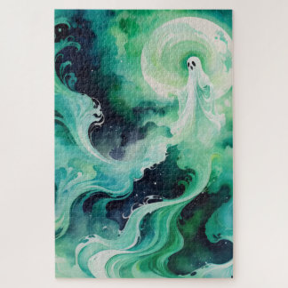 Puzzle Chiffre de gîte vert avec lune