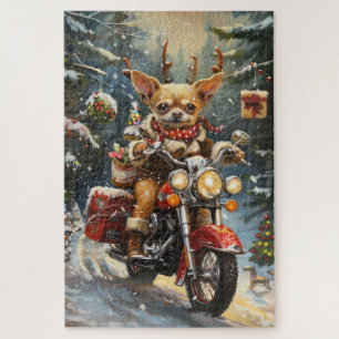 Puzzle Chihuahua à moto Noël