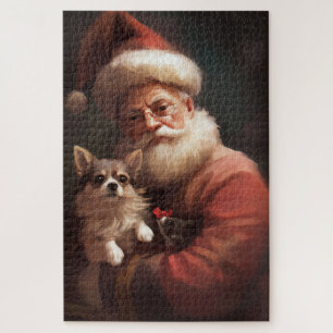 Puzzle Chihuahua avec le Père Noël Noël Festif