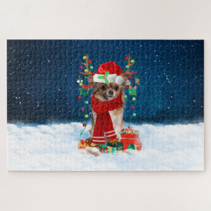 Puzzle Chihuahua chien avec cadeaux de Noël