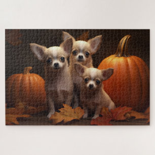Puzzle Chihuahua Chiot Automne Citrouille de plaisir