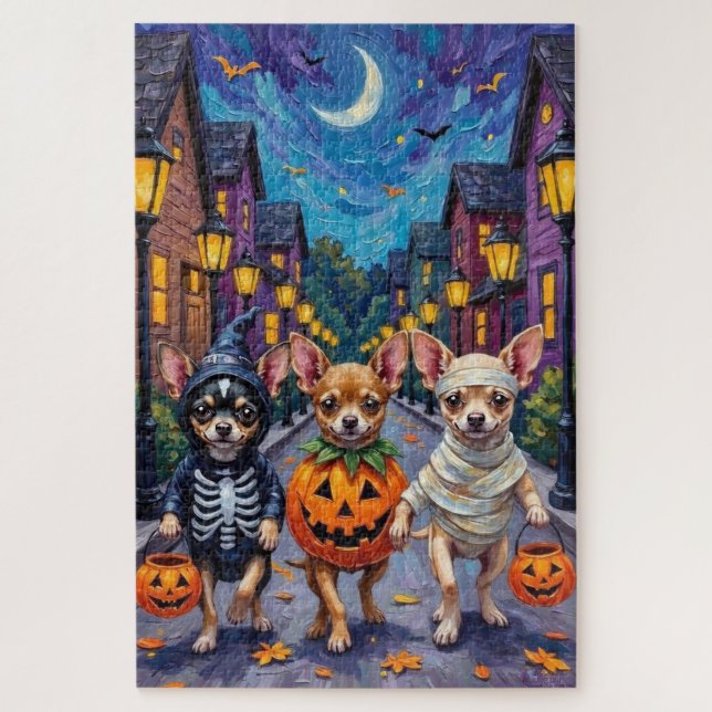 Puzzle Chihuahua Trick-or-Treating en costumes d'Hallowee (Vertical)