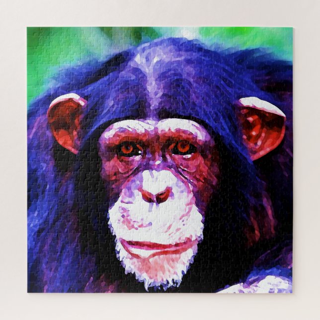 Puzzle Chimpanzé - Peinture d'illustrations d'art animal (Vertical)