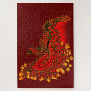 Puzzle Chine Dragon rouge et or design