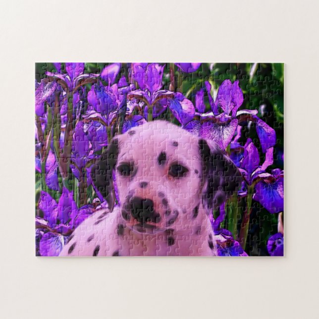 Puzzle Chiot dalmate Iris Fleurs de Chien Art (Horizontal)