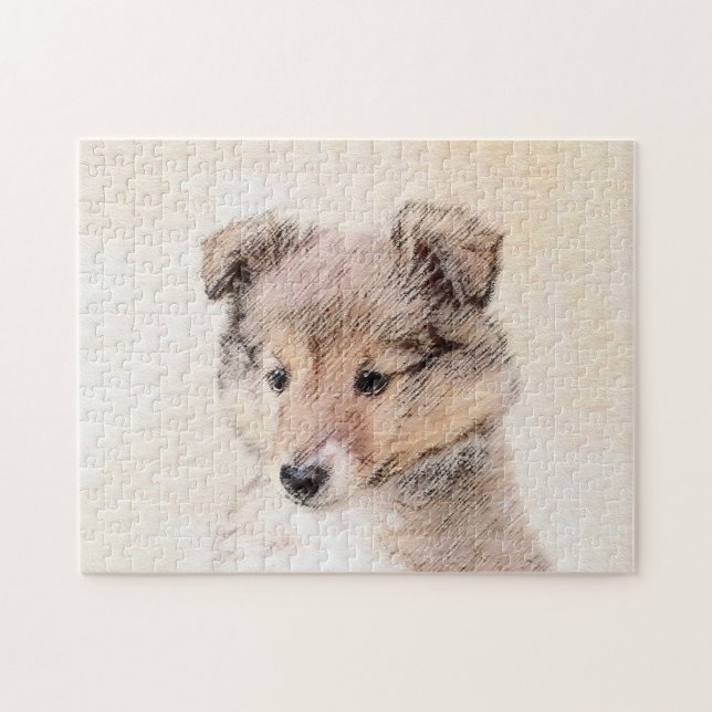 Puzzle Chiot de chien de berger de Shetland peignant (Horizontal)