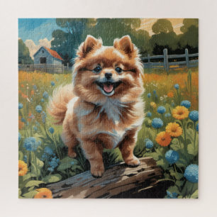 Puzzle Chiot Poméranien Joueur, Inspiré Par La Nature