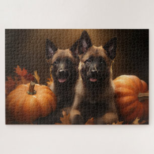 Puzzle Chiots Berger Belge Délice d'Automne Citrouille