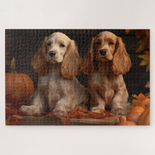 Puzzle Chiots Cocker Spaniel Délice d'Automne Citrouille 