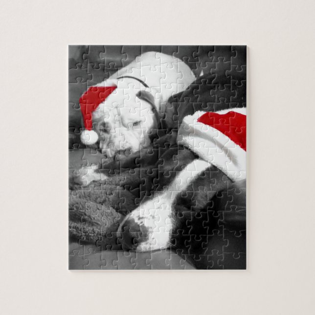 Puzzle chiots pitbulles de Noël endormis adorable père No (Vertical)