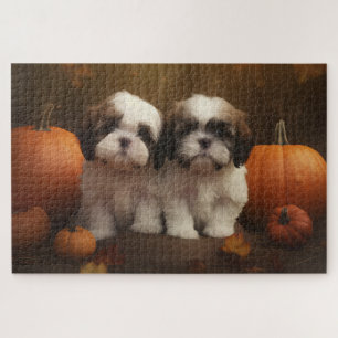 Puzzle Chiots Shih Tzu Délice d'Automne Citrouille