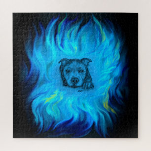 Puzzle Chiots Staffy Bleu
