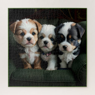 Puzzle Chiots super mignons sur le canapé 2