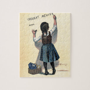 Puzzle Chocolat Menier Petite fille Mur écriture