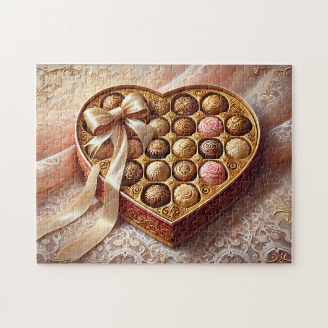 Puzzle Chocolate Romantic Treasures Heart Box (Horizontal)