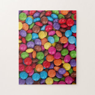 Puzzle chocolats recouverts de bonbons colorés