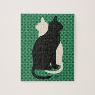 Puzzle Choisir Couleur Noir Blanc Chat Duo Yin Yang Style