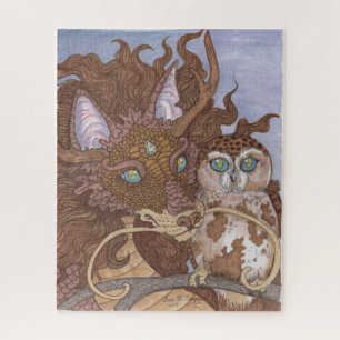 Puzzle Chouette aux yeux clairs et dragon