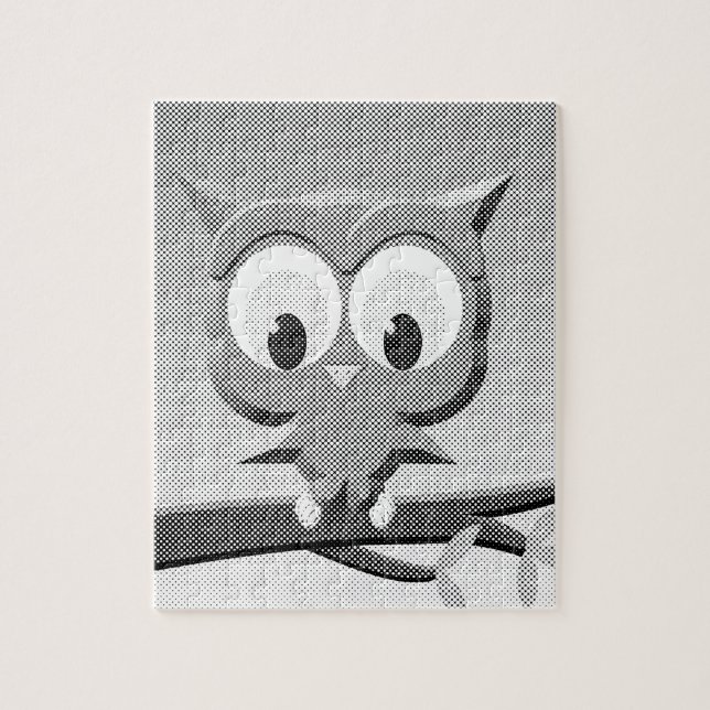 Puzzle Chouette De Newsprint En Noir Et Blanc (Vertical)