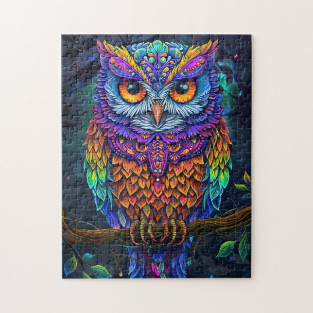 Puzzle Chouette mignonne Colorful Oiseau Abstrait Animal  (Vertical)