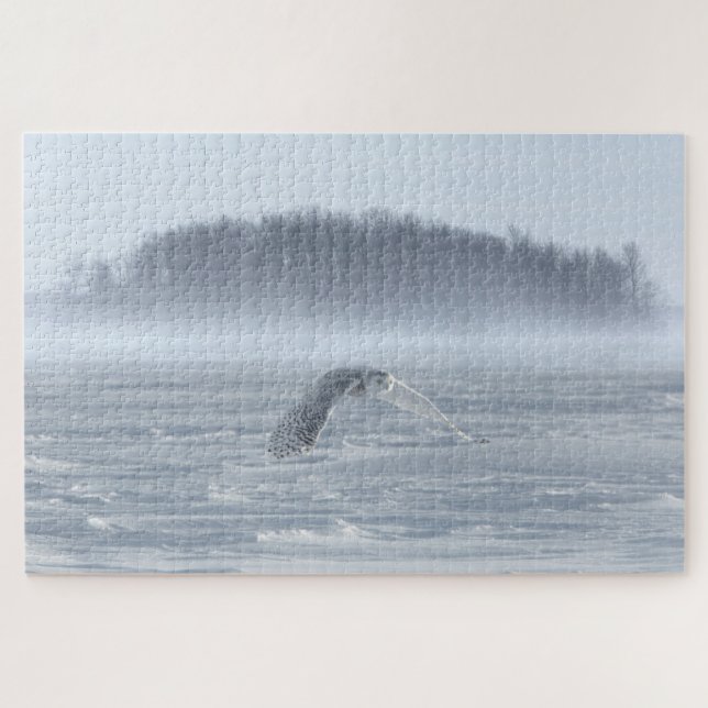 Puzzle Chouette Neige Volant En Hiver (Horizontal)