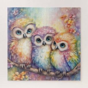 Puzzle Chouettes d'oiseaux arc-en-ciel 1