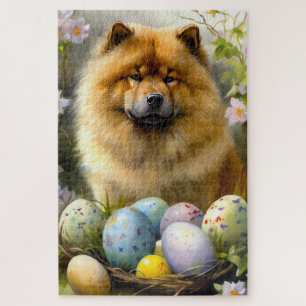Puzzle Chow Chow avec oeufs de Pâques vacances