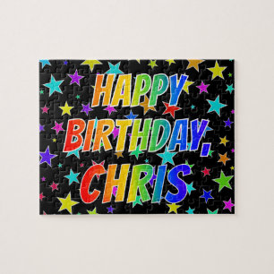 Puzzle "CHRIS" Prénom, Amusant "HEUREUX ANNIVERSAIRE"
