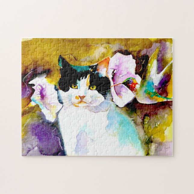 Puzzle "Christeve le chat avec la copie de colibri" (Horizontal)