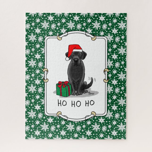 Puzzle Christmas Père Noël Black Labrador Retriever Cute (Vertical)