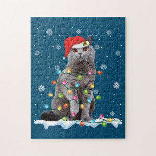 Puzzle Christmas Père Noël Cat British Shorthair Amoureux