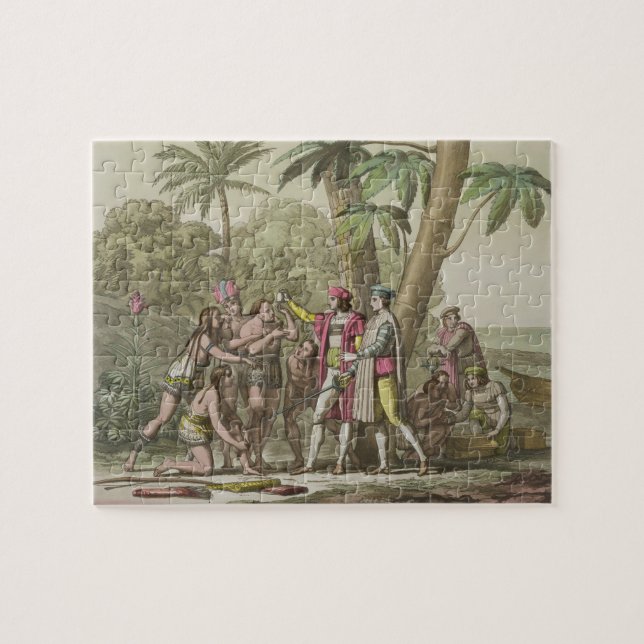 Puzzle Christophe Colomb (1451-1506) avec Ameri indigène (Horizontal)